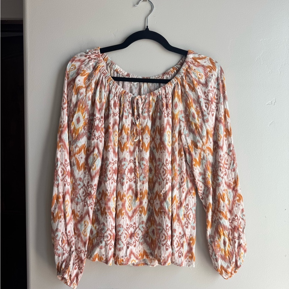 Love stitch Cosmo Print Coquette Off The Shoulder Euro Summer Boho Clean Girl